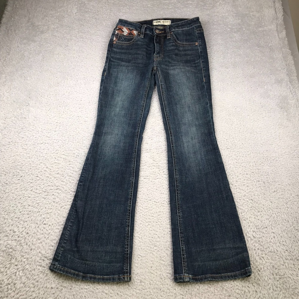 Rock & Roll Cowgirl x Hooey Jeans Womens 25 (27x30) High Rise Baby Flare Aztec